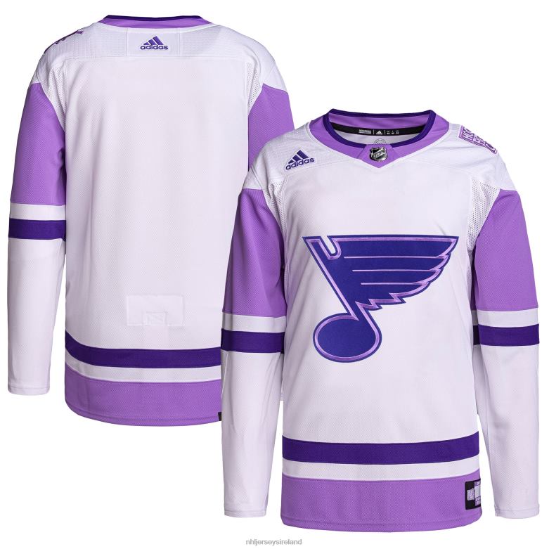 NHL Men St Louis Blues Adidas White/Purple Hockey Fights Cancer Primegreen Authentic Blank Practice Jersey D002V1247 Clothing