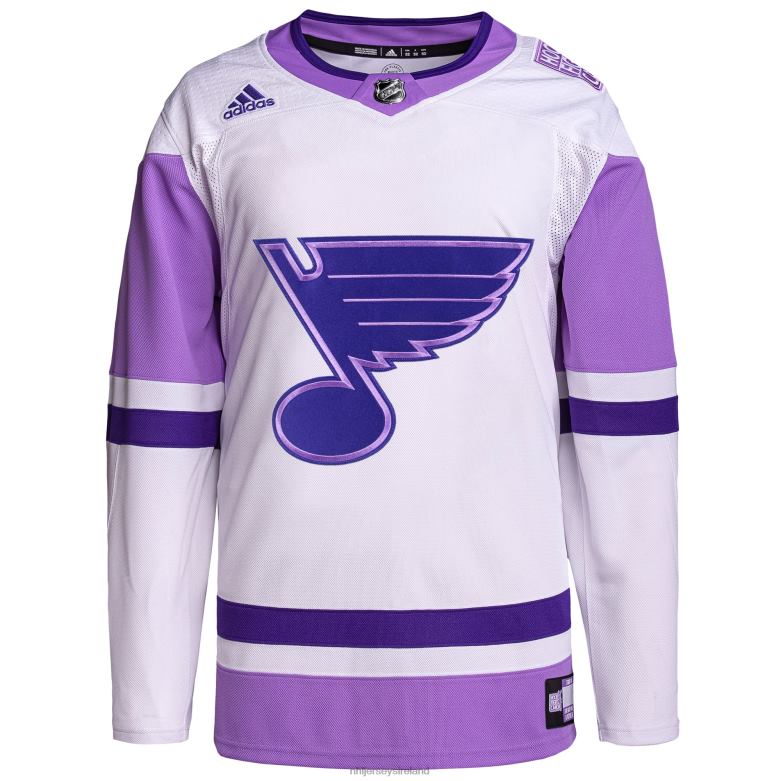 NHL Men St Louis Blues Adidas White/Purple Hockey Fights Cancer Primegreen Authentic Blank Practice Jersey D002V1247 Clothing