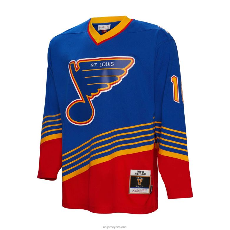 NHL Men St Louis Blues Brett Hull Mitchell  Ness Blue 1995 Blue Line Player Jersey D002V720 Clothing