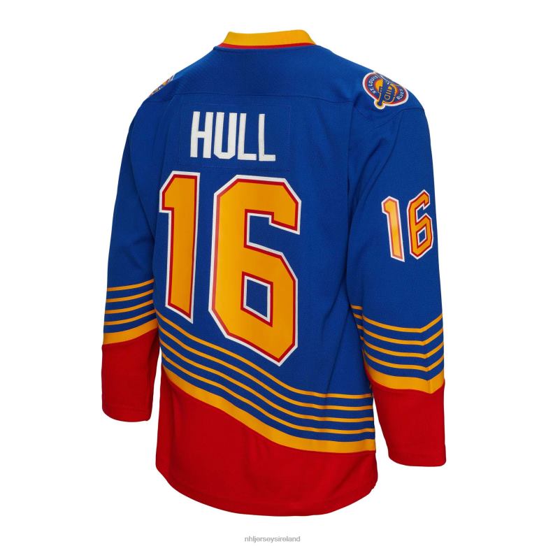 NHL Men St Louis Blues Brett Hull Mitchell  Ness Blue 1995 Blue Line Player Jersey D002V720 Clothing