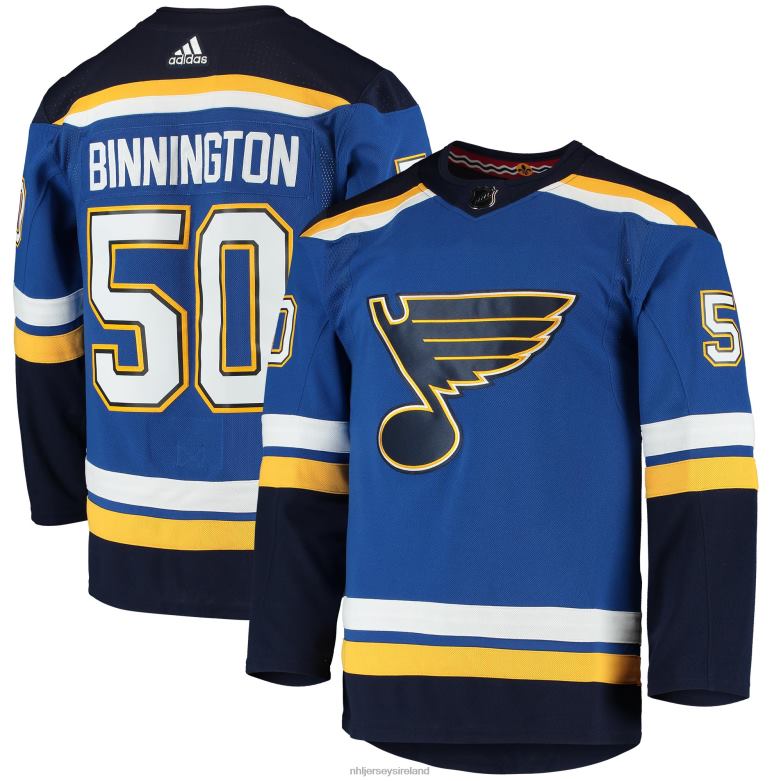 NHL Men St Louis Blues Jordan Binnington Adidas Blue Home Authentic Player Jersey D002V699 Clothing
