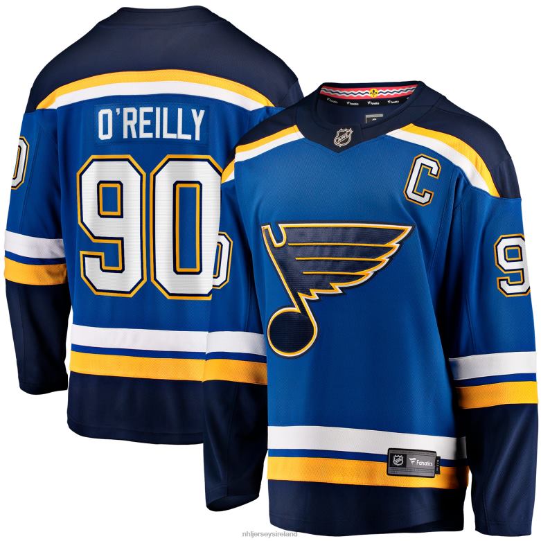 NHL Men St Louis Blues Ryan OReilly Fanatics Branded Blue Home Captain Premier Breakaway Player Jersey D002V105 Clothing