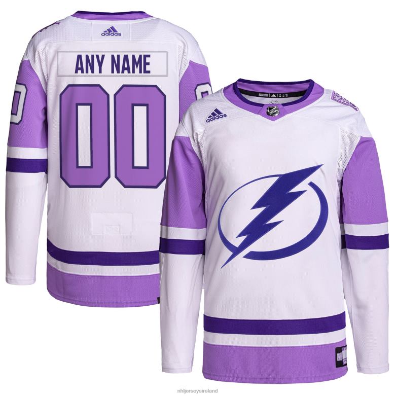 NHL Men Tampa Bay Lightning Adidas White/Purple Hockey Fights Cancer Primegreen Authentic Custom Jersey D002V2190 Clothing