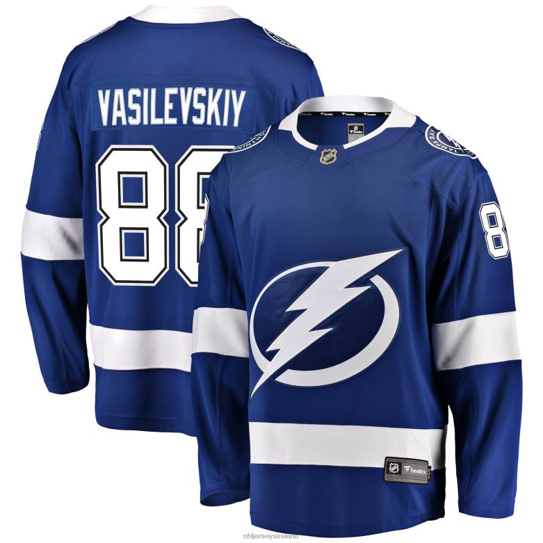 NHL Men Tampa Bay Lightning Andrei Vasilevskiy Fanatics Branded Blue Home Premier Breakaway Player Jersey D002V73 Clothing