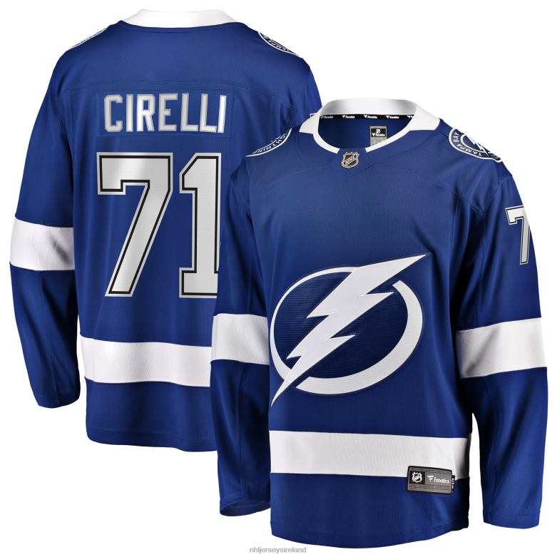 NHL Men Tampa Bay Lightning Anthony Cirelli Fanatics Branded Blue Home Breakaway Player Jersey D002V1207 Clothing