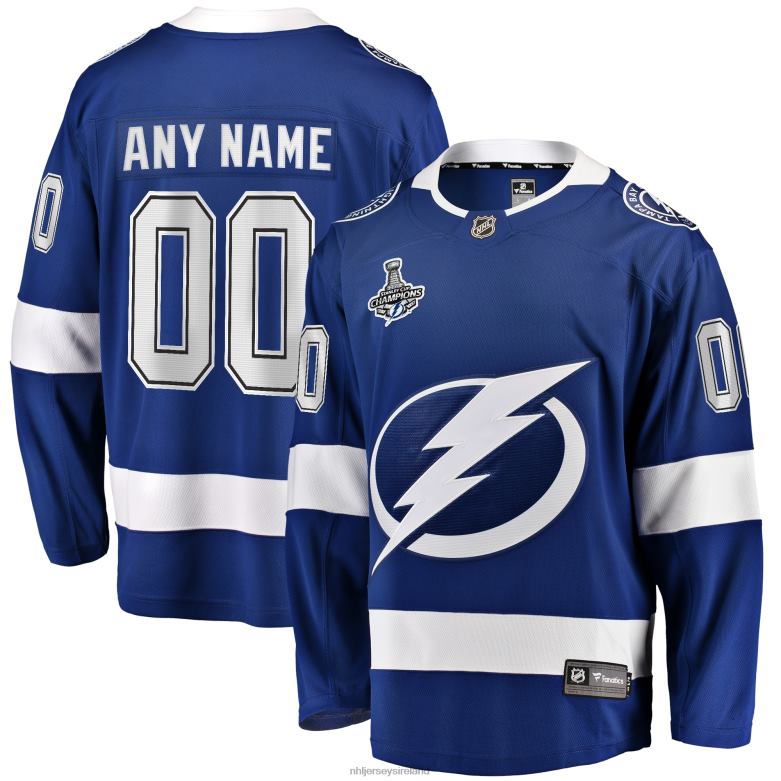 NHL Men Tampa Bay Lightning Fanatics Branded Blue 2021 Stanley Cup Champions Home Breakaway Custom Jersey D002V247 Clothing