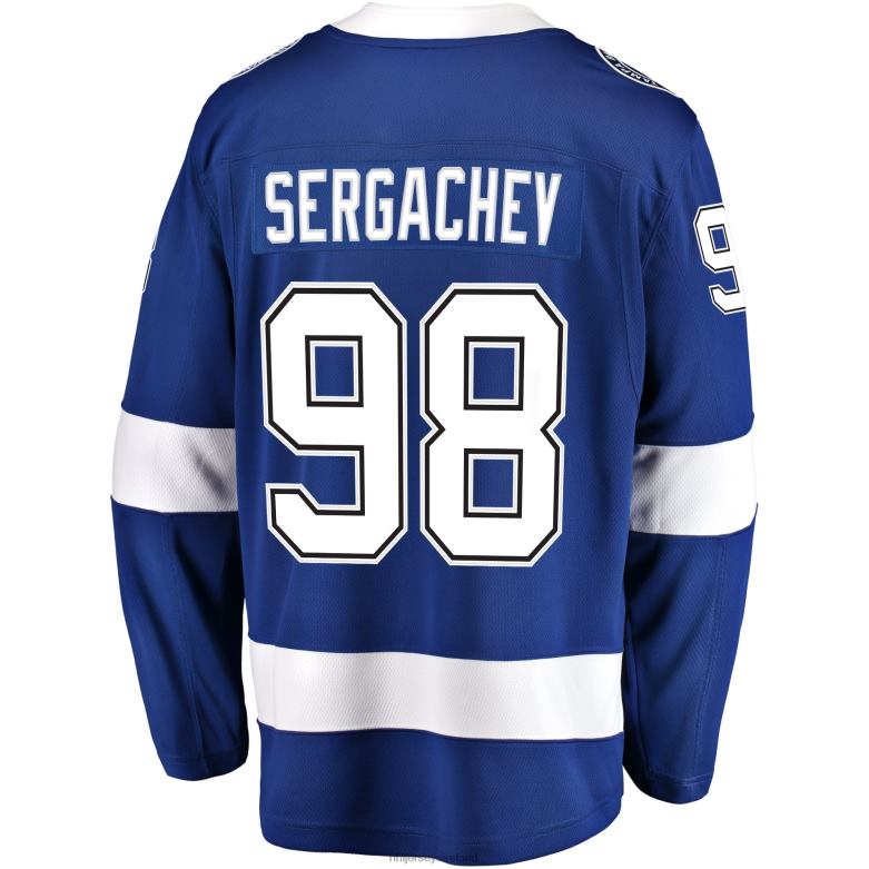NHL Men Tampa Bay Lightning Mikhail Sergachev Fanatics Branded Blue Home Breakaway Player Jersey D002V1464 Clothing