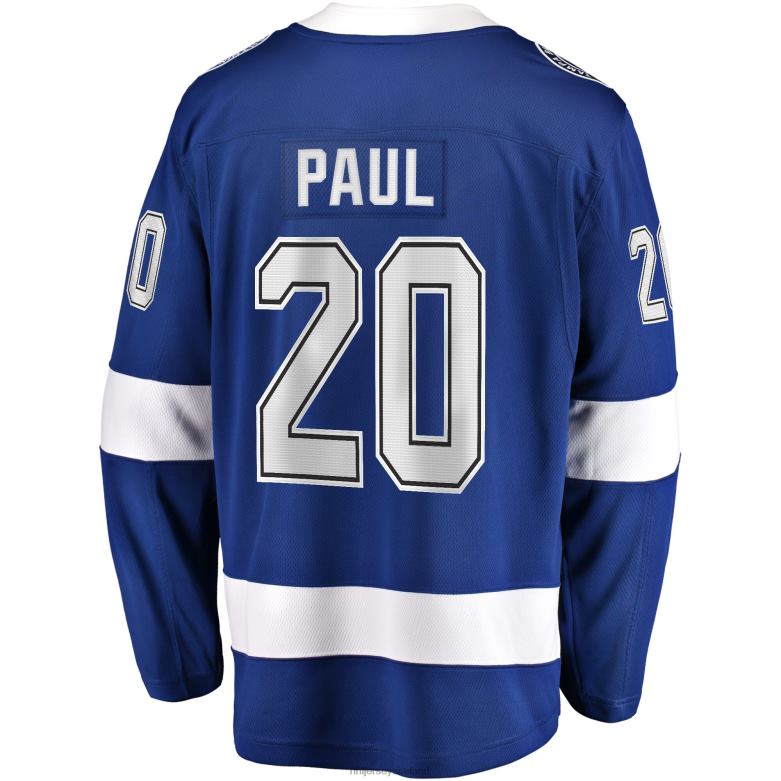 NHL Men Tampa Bay Lightning Nicholas Paul Fanatics Branded Blue Home Breakaway Player Jersey D002V1834 Clothing