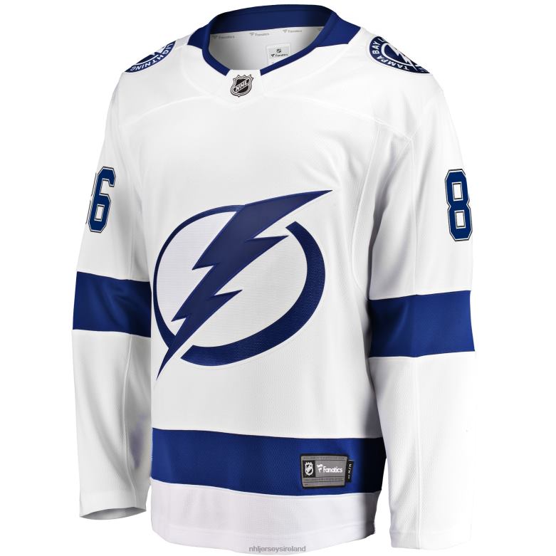 NHL Men Tampa Bay Lightning Nikita Kucherov Fanatics Branded White Away Premier Breakaway Player Jersey D002V328 Clothing
