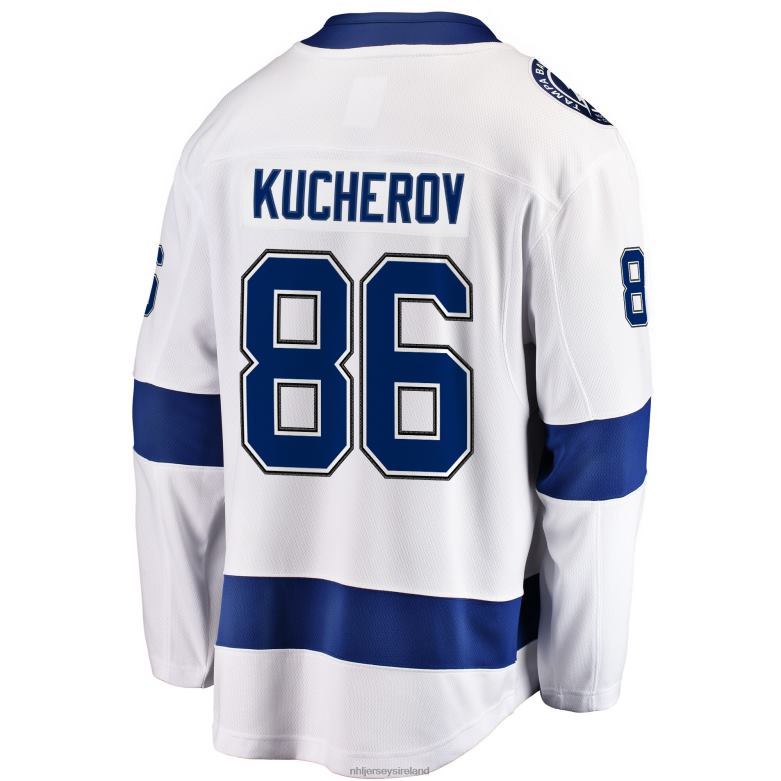 NHL Men Tampa Bay Lightning Nikita Kucherov Fanatics Branded White Away Premier Breakaway Player Jersey D002V328 Clothing