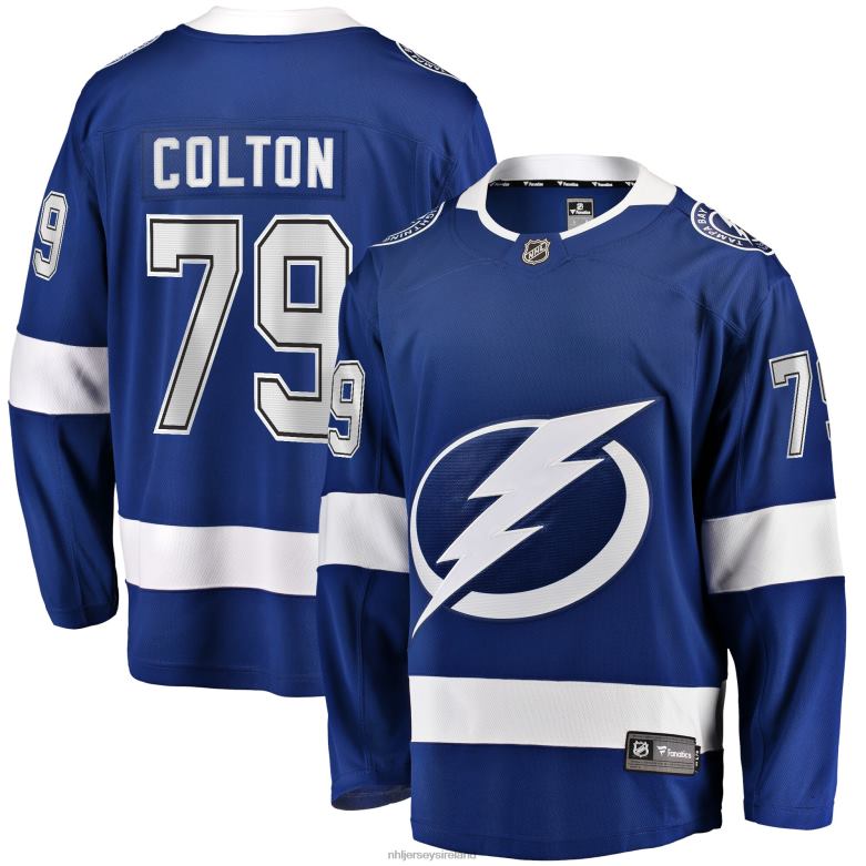 NHL Men Tampa Bay Lightning Ross Colton Fanatics Branded Blue Home Breakaway Player Jersey D002V1614 Clothing
