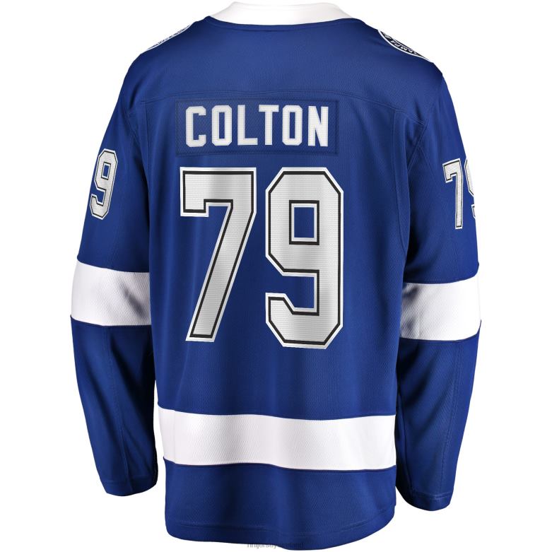 NHL Men Tampa Bay Lightning Ross Colton Fanatics Branded Blue Home Breakaway Player Jersey D002V1614 Clothing