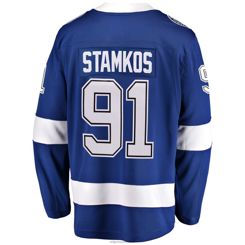 NHL Men Tampa Bay Lightning Steven Stamkos Fanatics Branded Blue Home 2022 Stanley Cup Final Breakaway Player Jersey D002V768 Clothing