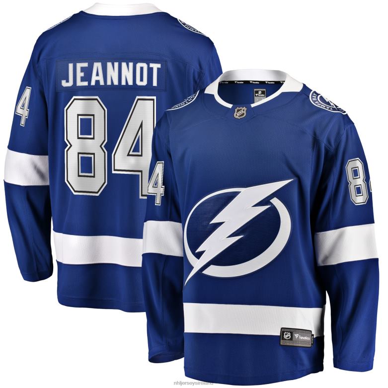 NHL Men Tampa Bay Lightning Tanner Jeannot Fanatics Branded Blue Home Breakaway Jersey D002V1288 Clothing