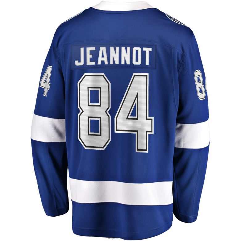 NHL Men Tampa Bay Lightning Tanner Jeannot Fanatics Branded Blue Home Breakaway Jersey D002V1288 Clothing