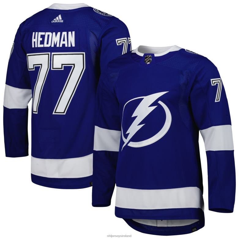 NHL Men Tampa Bay Lightning Victor Hedman Adidas Blue Home Primegreen Authentic Pro Player Jersey D002V1030 Clothing