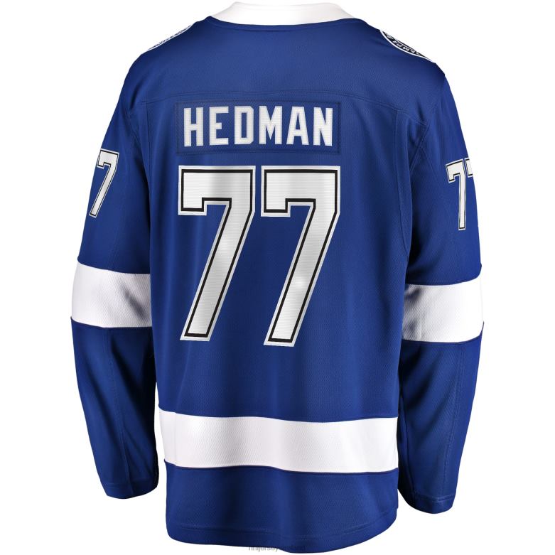 NHL Men Tampa Bay Lightning Victor Hedman Fanatics Branded Blue Home 2022 Stanley Cup Final Breakaway Player Jersey D002V1491 Clothing