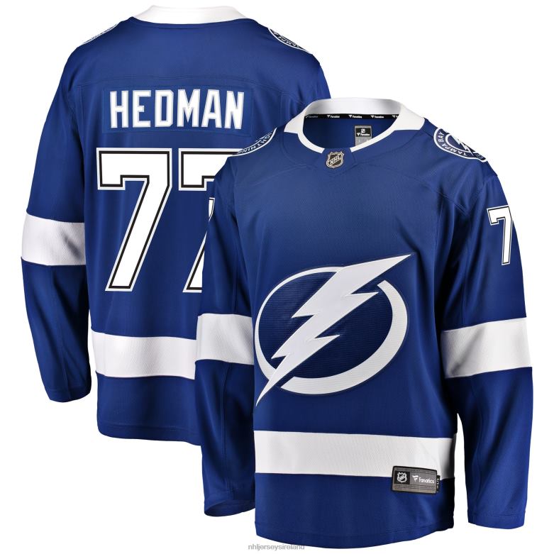 NHL Men Tampa Bay Lightning Victor Hedman Fanatics Branded Blue Home Breakaway Player Jersey D002V1751 Clothing