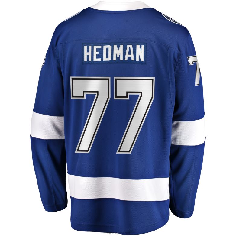 NHL Men Tampa Bay Lightning Victor Hedman Fanatics Branded Blue Home Premier Breakaway Player Jersey D002V616 Clothing