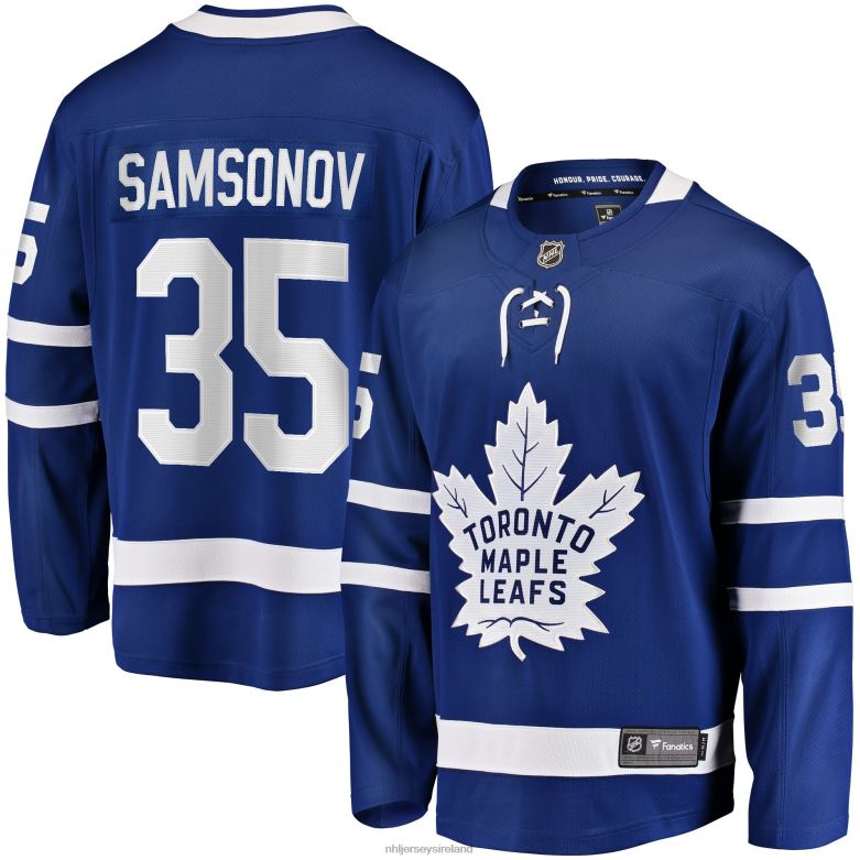 NHL Men Toronto Maple Leafs Ilya Samsonov Fanatics Branded Blue Home Breakaway Player Jersey D002V1376 Clothing