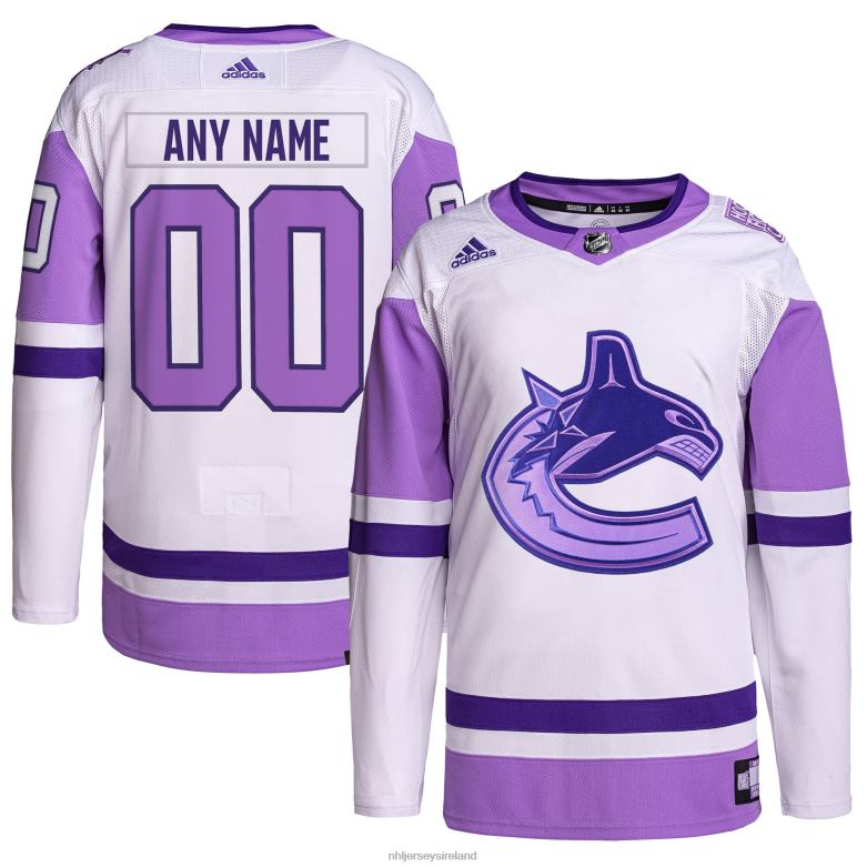 NHL Men Vancouver Canucks Adidas White/Purple Hockey Fights Cancer Primegreen Authentic Custom Jersey D002V2102 Clothing