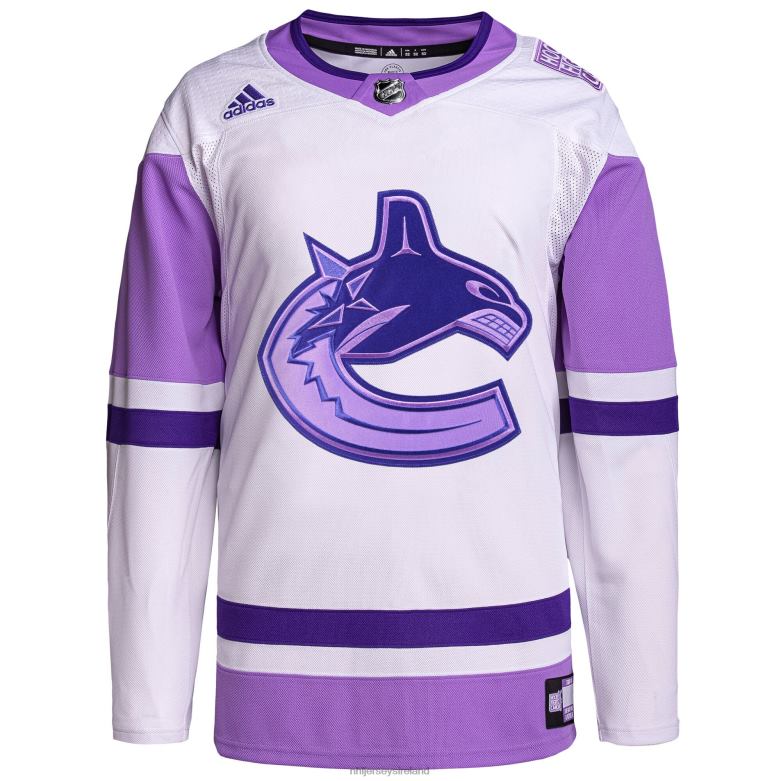 NHL Men Vancouver Canucks Adidas White/Purple Hockey Fights Cancer Primegreen Authentic Custom Jersey D002V2102 Clothing