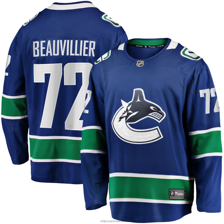 NHL Men Vancouver Canucks Anthony Beauvillier Fanatics Branded Blue Home Breakaway Jersey D002V1616 Clothing