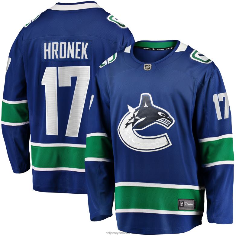 NHL Men Vancouver Canucks Filip Hronek Fanatics Branded Blue Home Breakaway Jersey D002V2004 Clothing