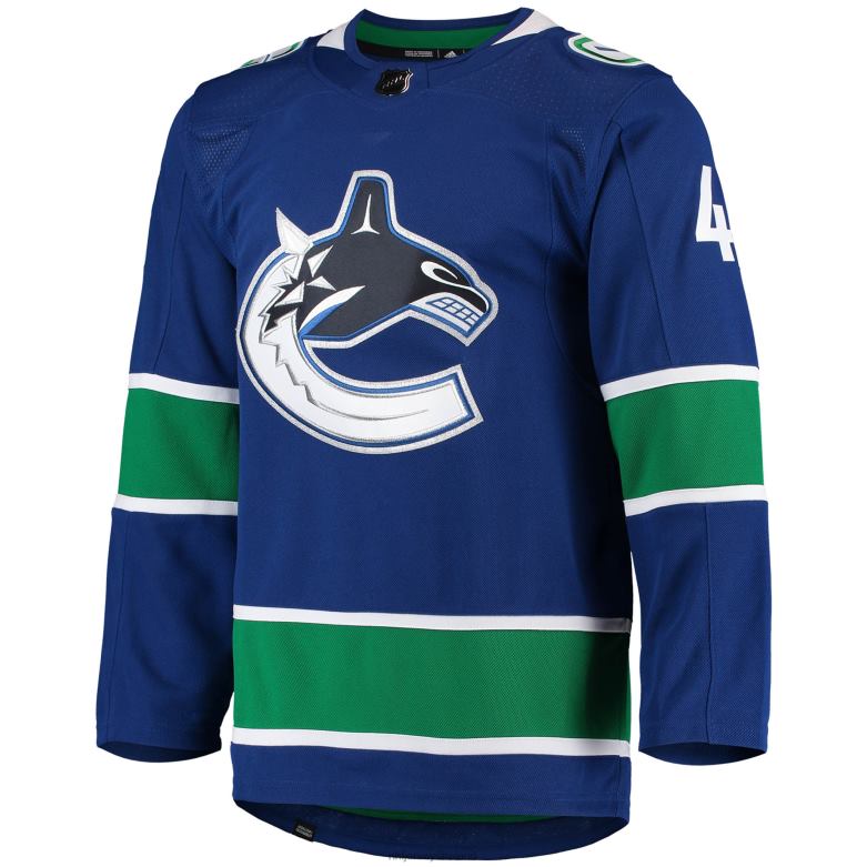 NHL Men Vancouver Canucks Quinn Hughes Adidas Blue Home Authentic Pro Player Jersey D002V740 Clothing