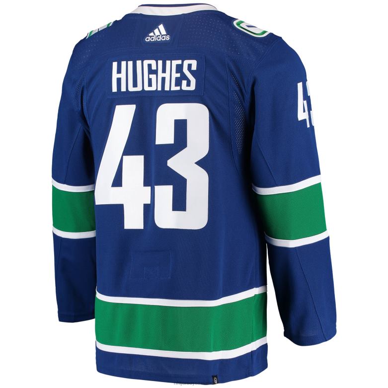 NHL Men Vancouver Canucks Quinn Hughes Adidas Blue Home Authentic Pro Player Jersey D002V740 Clothing