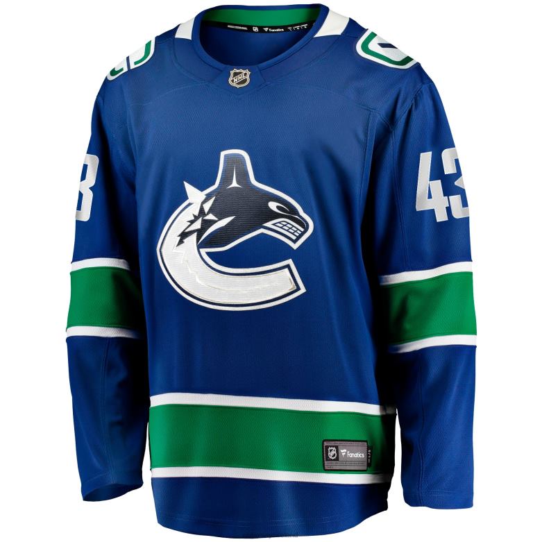 NHL Men Vancouver Canucks Quinn Hughes Fanatics Branded Blue Home Breakaway Jersey D002V1746 Clothing