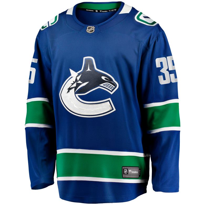 NHL Men Vancouver Canucks Thatcher Demko Fanatics Branded Blue Home Breakaway Jersey D002V1862 Clothing