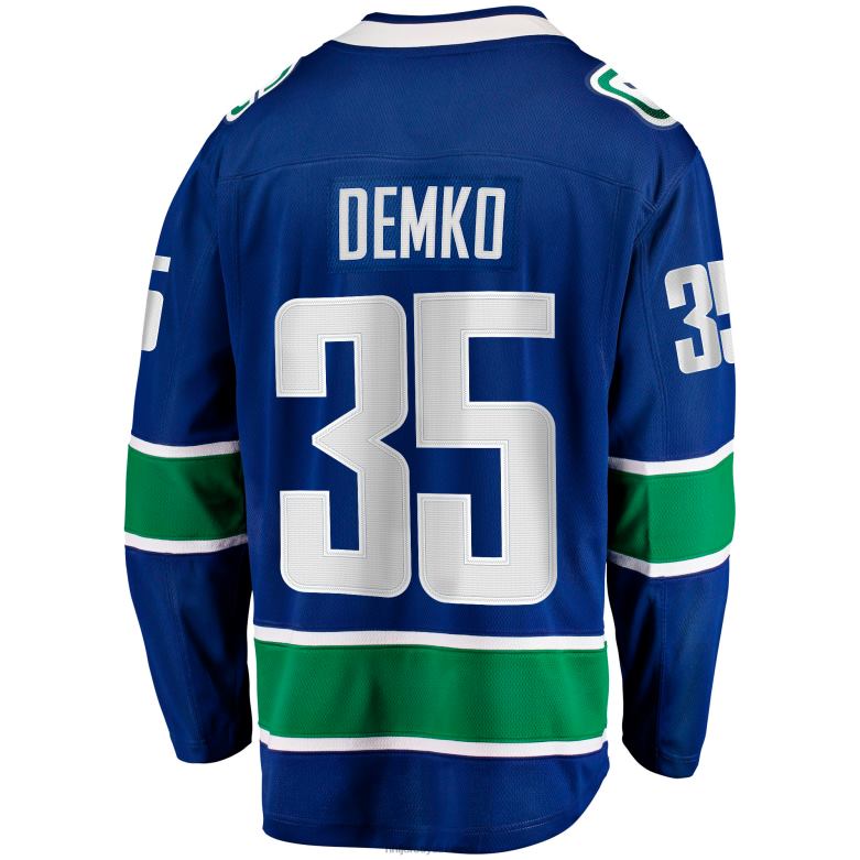 NHL Men Vancouver Canucks Thatcher Demko Fanatics Branded Blue Home Breakaway Jersey D002V1862 Clothing