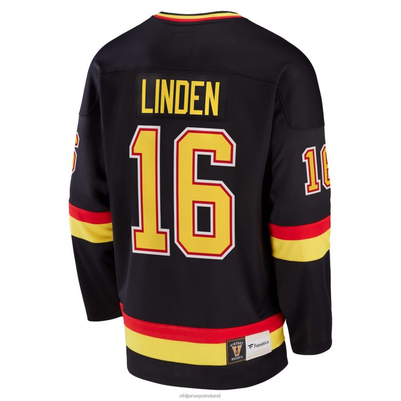 NHL Men Vancouver Canucks Trevor Linden Fanatics Branded Black Breakaway Retired Player Jersey D002V713 Clothing