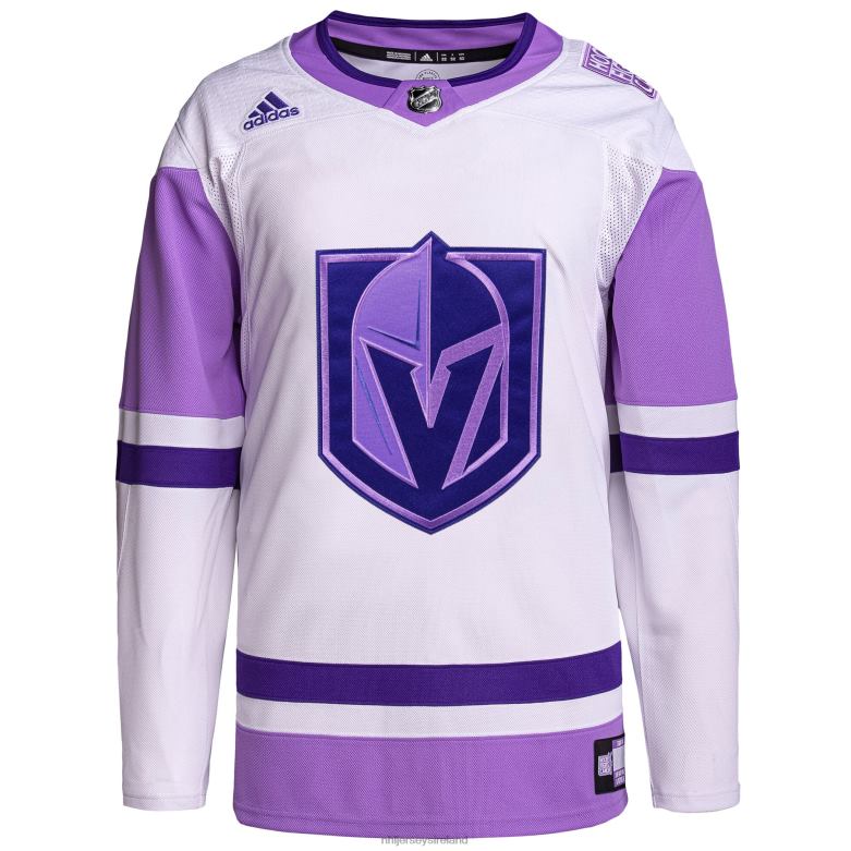 NHL Men Vegas Golden Knights Adidas White/Purple Hockey Fights Cancer Primegreen Authentic Blank Practice Jersey D002V627 Clothing