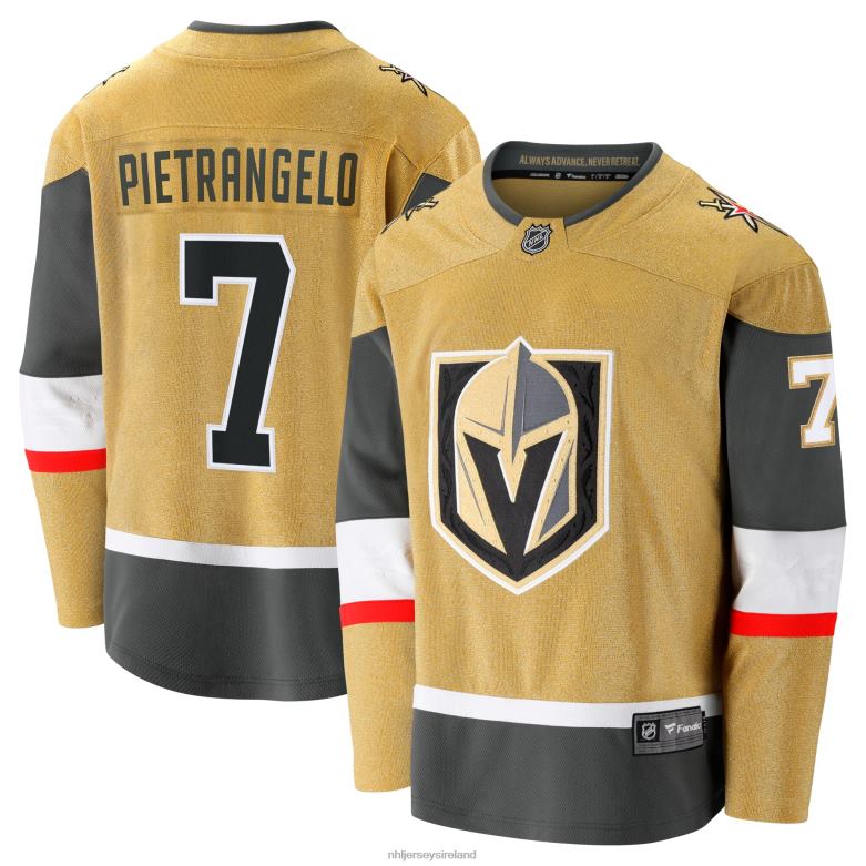 NHL Men Vegas Golden Knights Alex Pietrangelo Fanatics Branded Gold Alternate Premier Breakaway Player Jersey D002V2420 Clothing