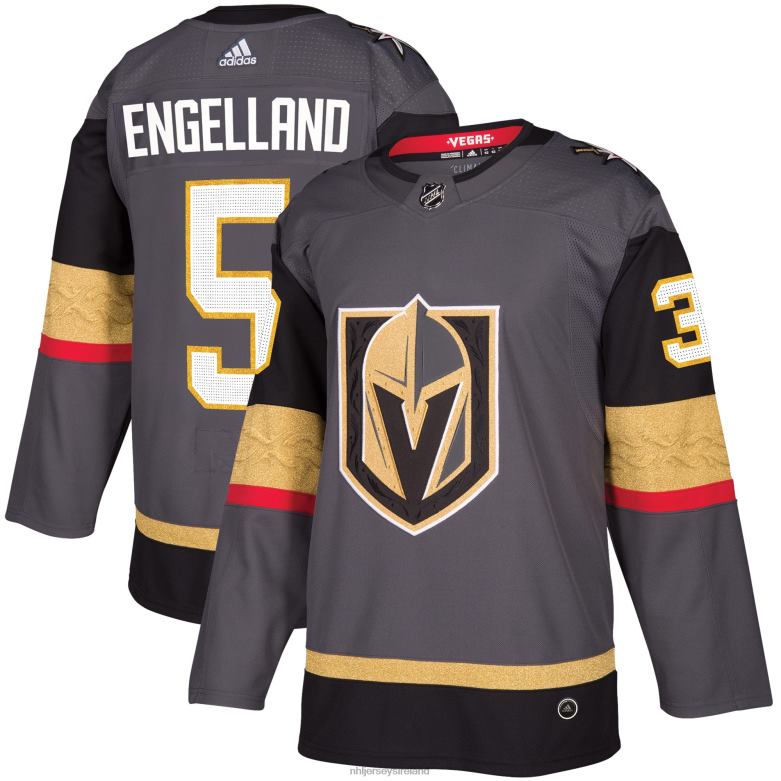 NHL Men Vegas Golden Knights Deryk Engelland Adidas Gray Alternate Authentic Player Jersey D002V1791 Clothing