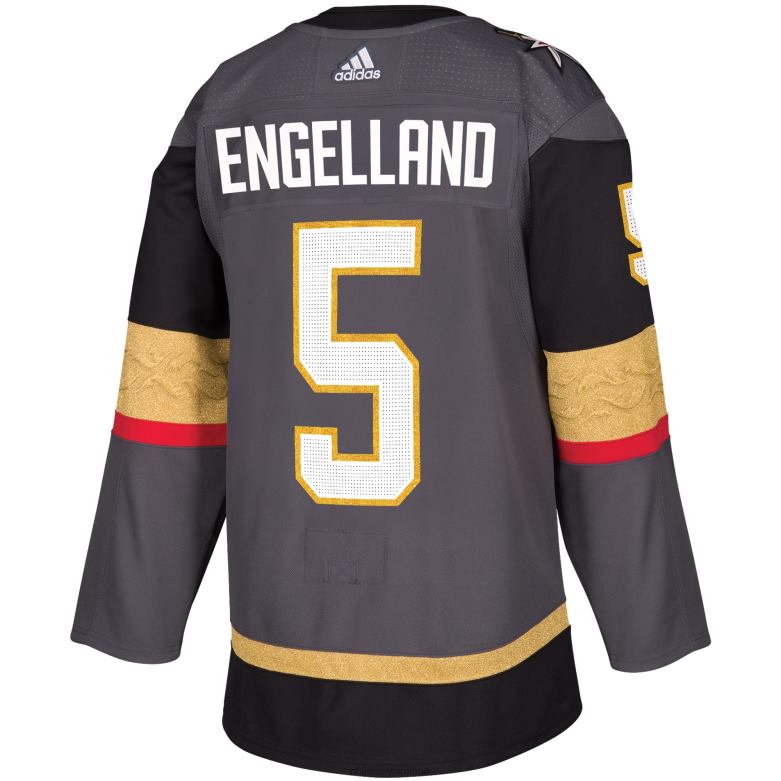 NHL Men Vegas Golden Knights Deryk Engelland Adidas Gray Alternate Authentic Player Jersey D002V1791 Clothing