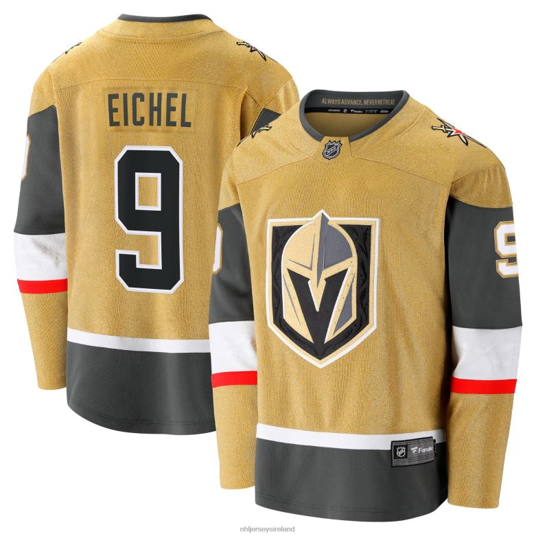 NHL Men Vegas Golden Knights Jack Eichel Fanatics Branded Gold Alternate Premier Breakaway Player Jersey D002V5 Clothing