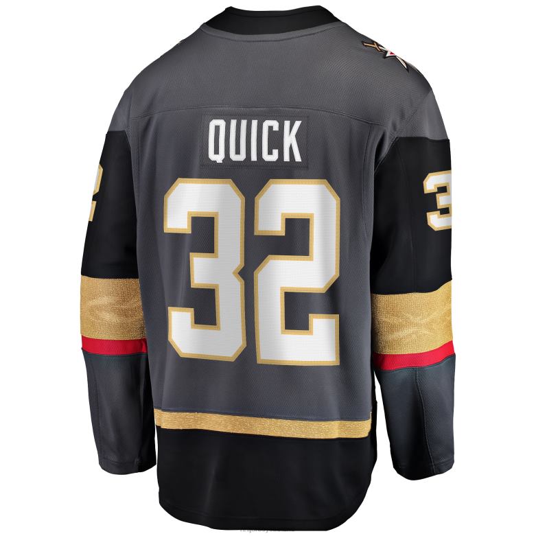NHL Men Vegas Golden Knights Jonathan Quick Fanatics Branded Gray Home Breakaway Jersey D002V603 Clothing