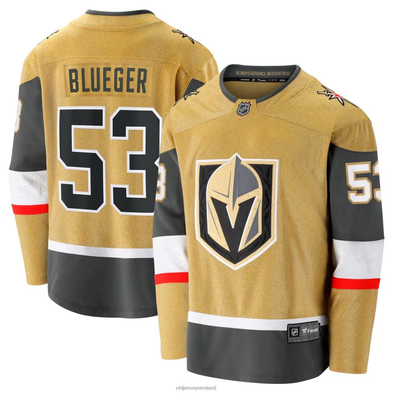 NHL Men Vegas Golden Knights Teddy Blueger Fanatics Branded Gold Home Breakaway Jersey D002V1515 Clothing