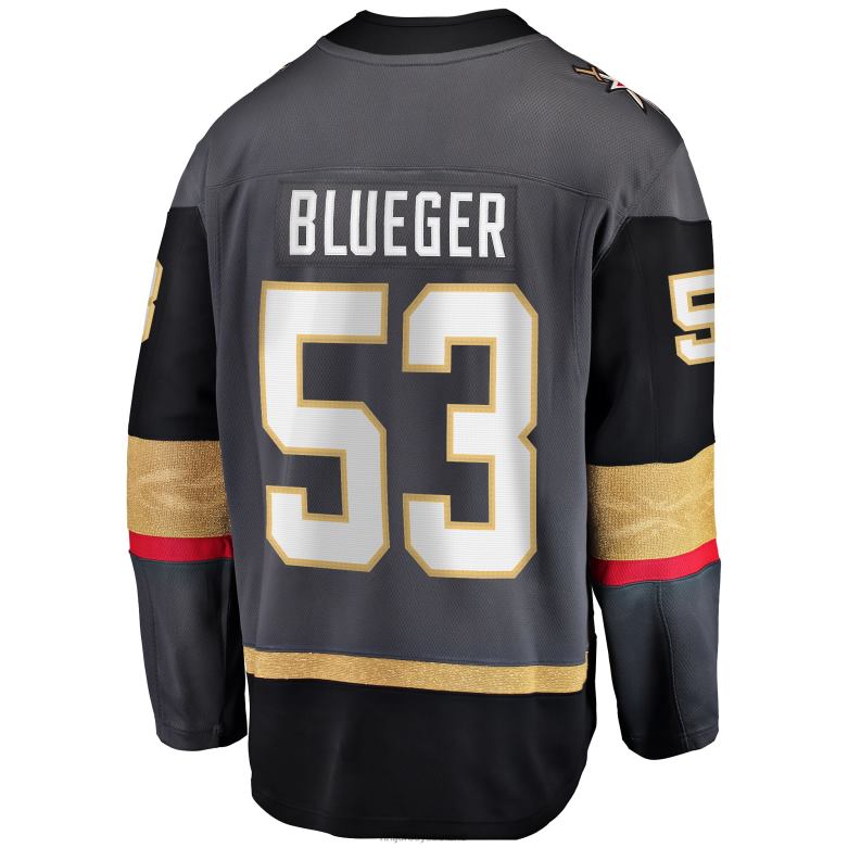 NHL Men Vegas Golden Knights Teddy Blueger Fanatics Branded Gray Home Breakaway Jersey D002V2033 Clothing