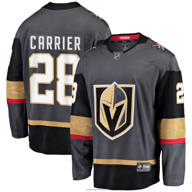NHL Men Vegas Golden Knights William Carrier Gray Alternate Breakaway Player Jersey D002V1080 Clothing