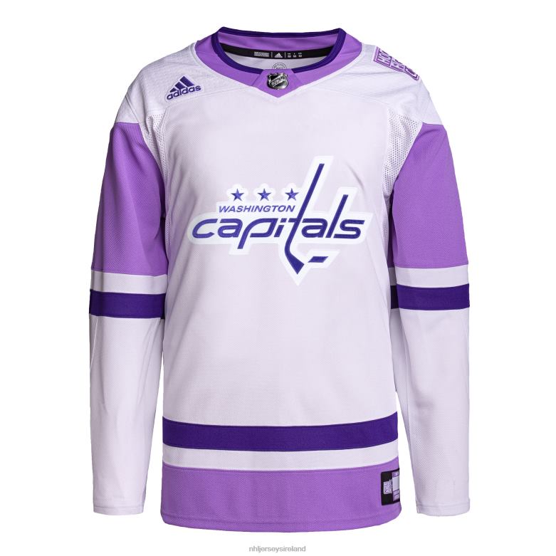NHL Men Washington Capitals Adidas White/Purple Hockey Fights Cancer Primegreen Authentic Blank Practice Jersey D002V1203 Clothing