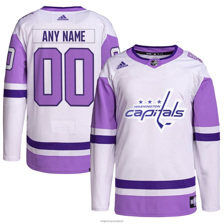 NHL Men Washington Capitals Adidas White/Purple Hockey Fights Cancer Primegreen Authentic Custom Jersey D002V2020 Clothing