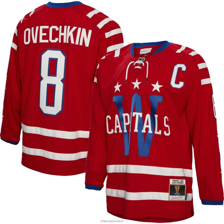 NHL Men Washington Capitals Alexander Ovechkin Mitchell  Ness Red 2015 Blue Line Player Jersey D002V162 Clothing
