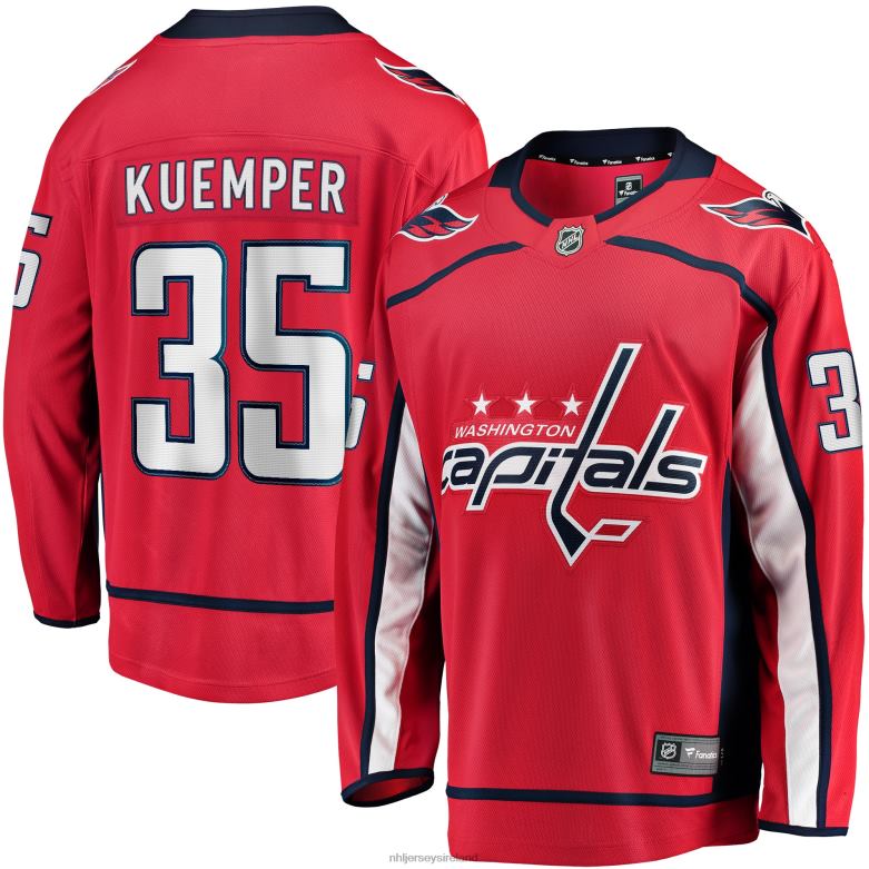 NHL Men Washington Capitals Darcy Kuemper Fanatics Branded Red Home Breakaway Player Jersey D002V1217 Clothing