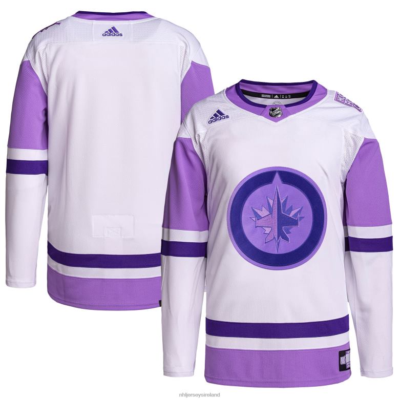 NHL Men Winnipeg Jets Adidas White/Purple Hockey Fights Cancer Primegreen Authentic Blank Practice Jersey D002V1695 Clothing