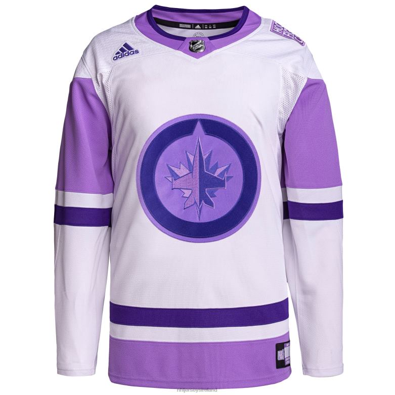 NHL Men Winnipeg Jets Adidas White/Purple Hockey Fights Cancer Primegreen Authentic Blank Practice Jersey D002V1695 Clothing