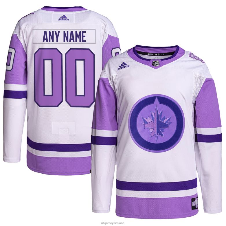 NHL Men Winnipeg Jets Adidas White/Purple Hockey Fights Cancer Primegreen Authentic Custom Jersey D002V1456 Clothing